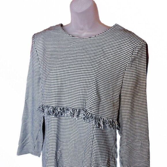 Molly Malloy Vintage 80s Houndstooth Fringe Dress - Picture 2 of 6